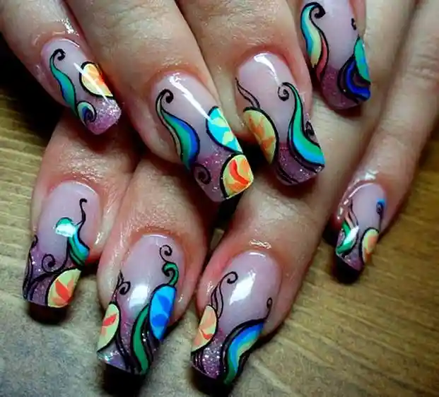 Easy Multi-Colored Striped Nail Designs