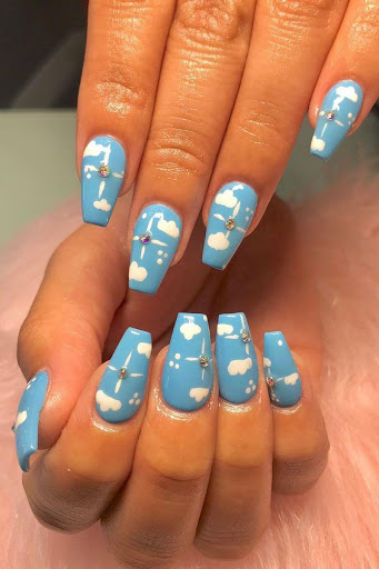 Easy Nail Design with Clouds