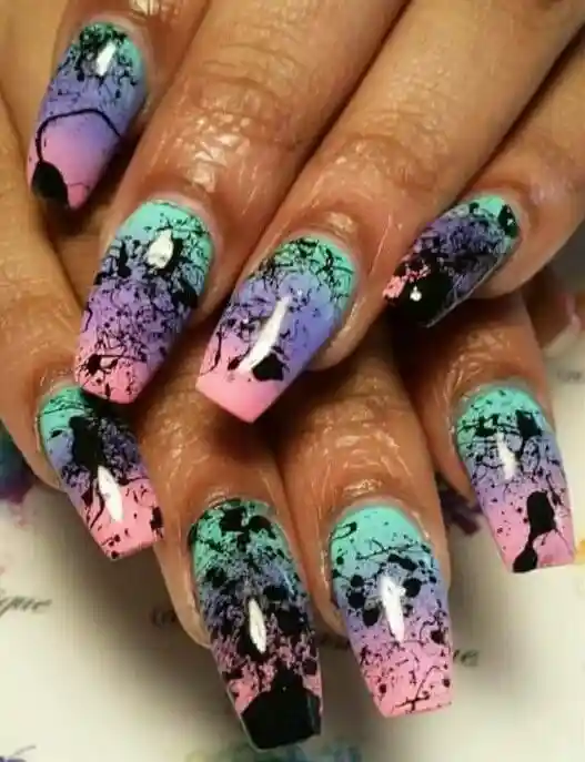 Easy Splatter Nail Design